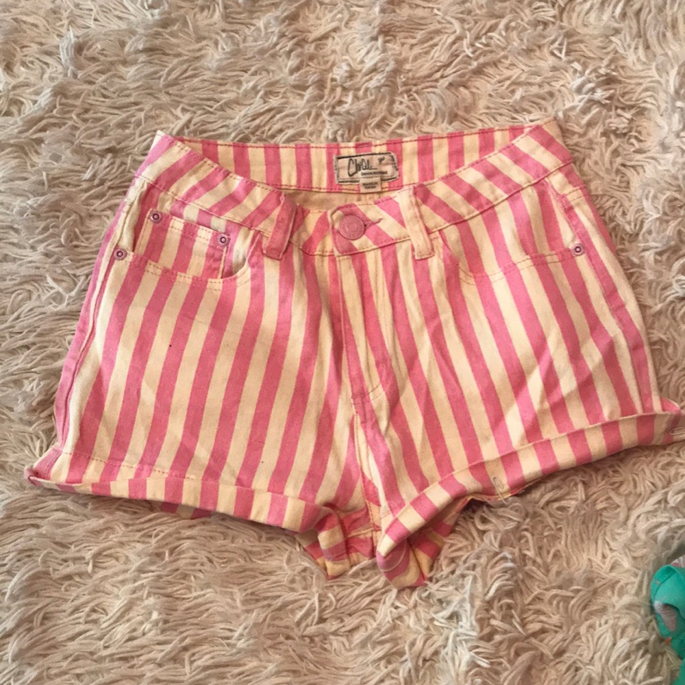 High waisted pin striped shorts